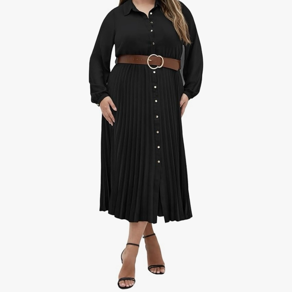 *MAKE OFFER!* City Chic Honey Lane Dress - black with brown belt